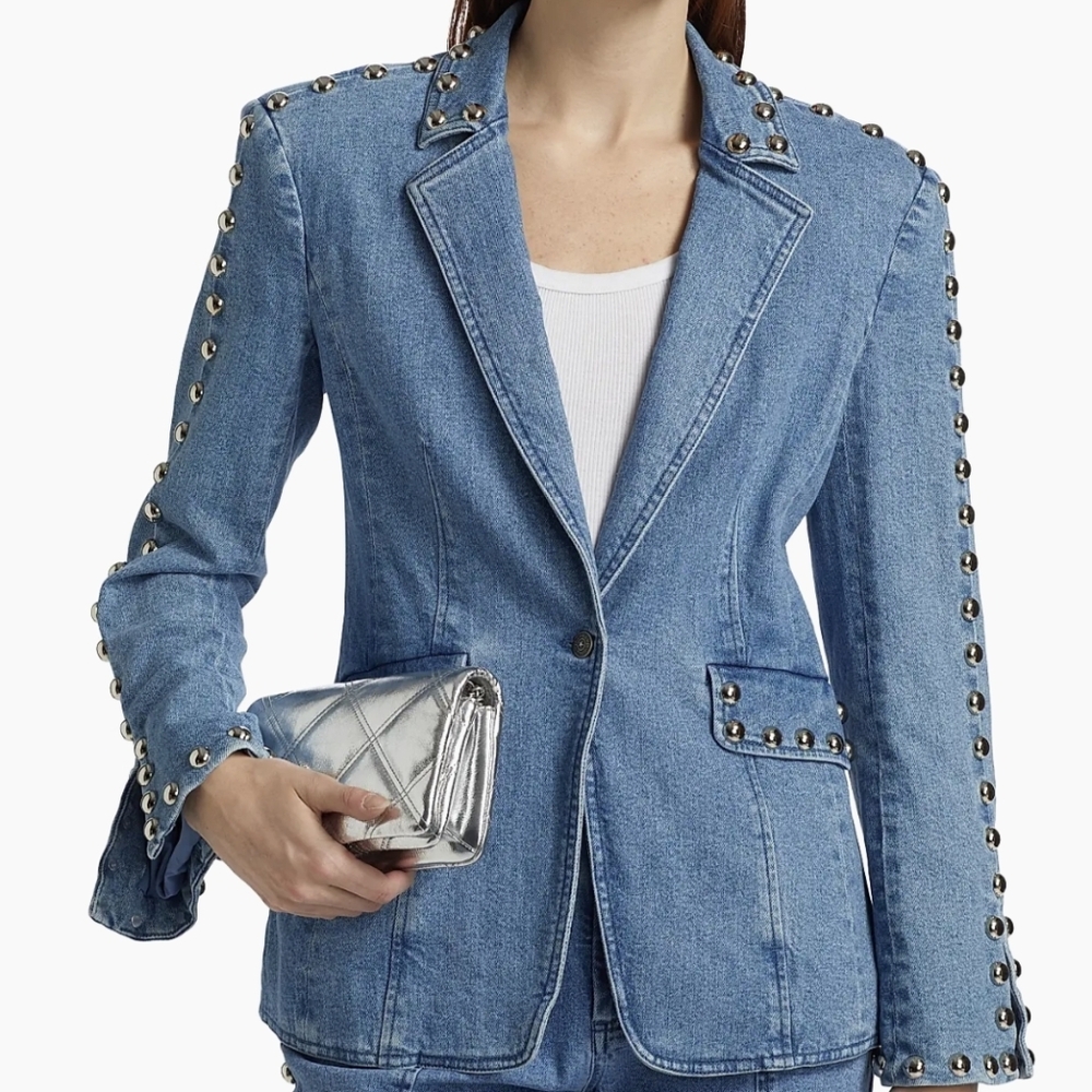 Cinq a sept Milly Studded Denim Jacket - Picture 1 of 10